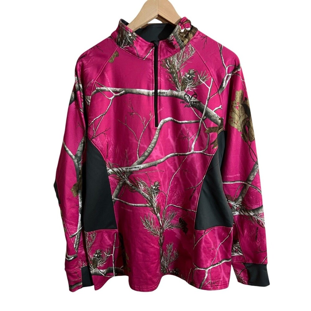 RealTree Women's  Pink Quarter Zip Camo Sweatshirt -  Sze XL